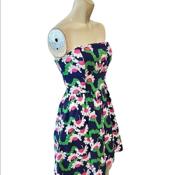 Lilly Pulitzer Yum yum caterpillar Strapless Dress 2 - Picture 4 of 7